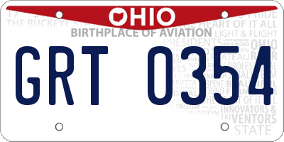 OH license plate GRT0354