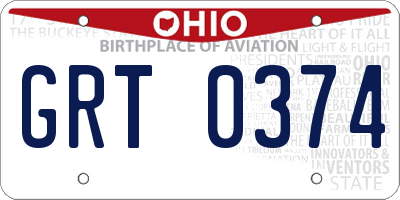 OH license plate GRT0374