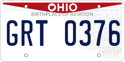 OH license plate GRT0376
