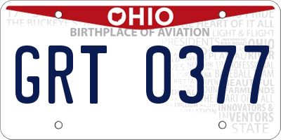 OH license plate GRT0377