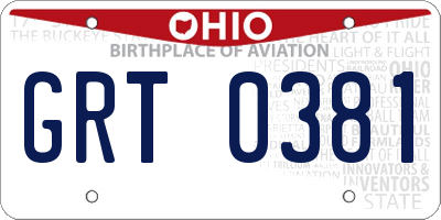 OH license plate GRT0381