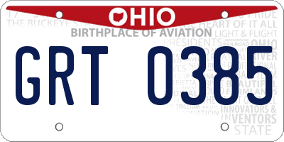 OH license plate GRT0385