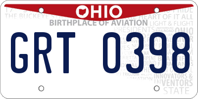 OH license plate GRT0398