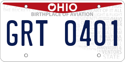 OH license plate GRT0401