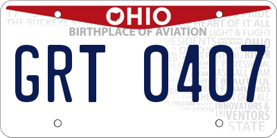 OH license plate GRT0407
