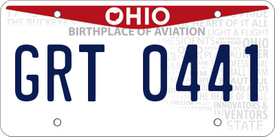 OH license plate GRT0441