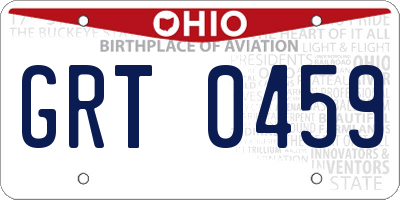 OH license plate GRT0459