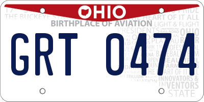 OH license plate GRT0474