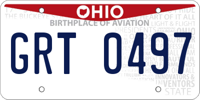 OH license plate GRT0497