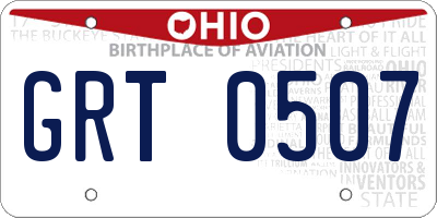 OH license plate GRT0507