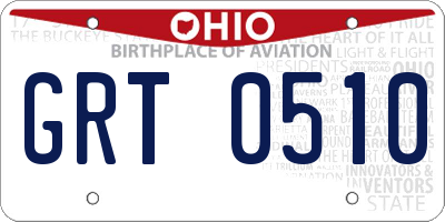 OH license plate GRT0510