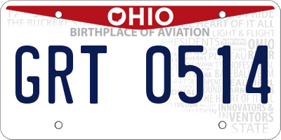 OH license plate GRT0514
