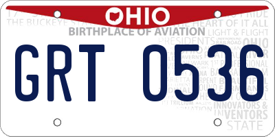 OH license plate GRT0536