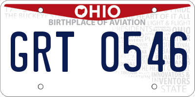 OH license plate GRT0546