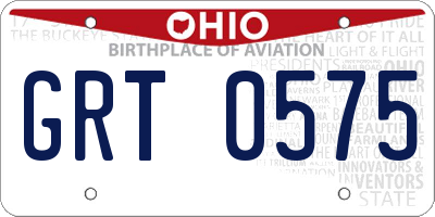 OH license plate GRT0575