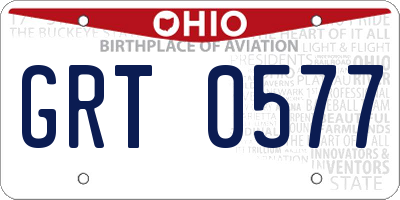 OH license plate GRT0577