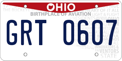 OH license plate GRT0607
