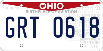 OH license plate GRT0618