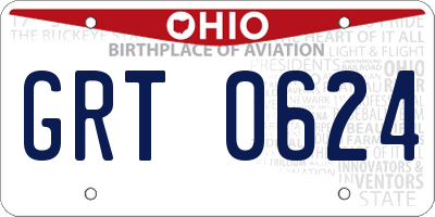 OH license plate GRT0624