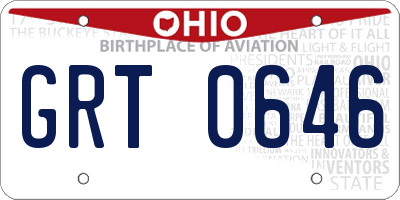 OH license plate GRT0646