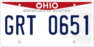 OH license plate GRT0651