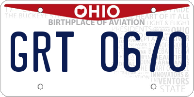 OH license plate GRT0670