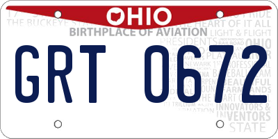 OH license plate GRT0672