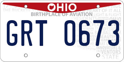 OH license plate GRT0673