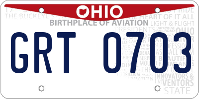 OH license plate GRT0703