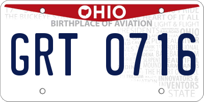 OH license plate GRT0716