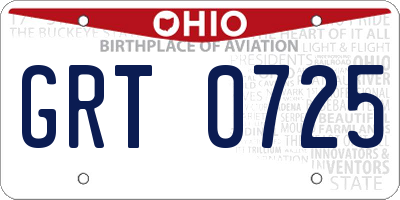 OH license plate GRT0725