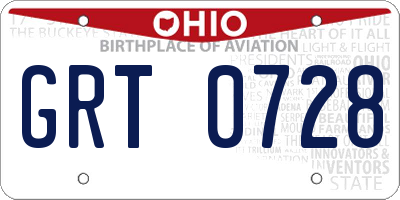 OH license plate GRT0728