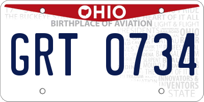 OH license plate GRT0734
