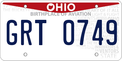 OH license plate GRT0749