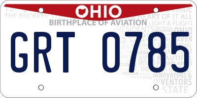 OH license plate GRT0785