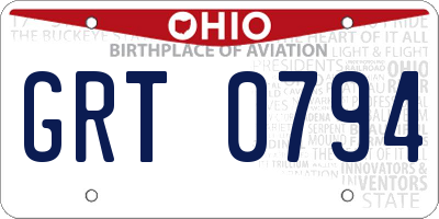OH license plate GRT0794