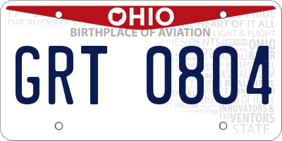 OH license plate GRT0804