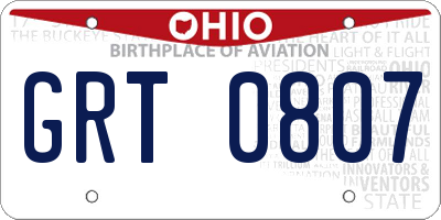 OH license plate GRT0807