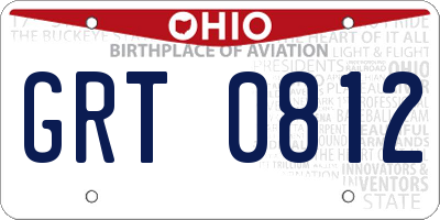 OH license plate GRT0812