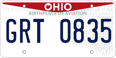 OH license plate GRT0835