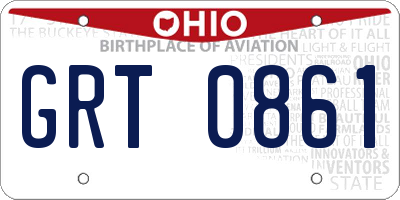 OH license plate GRT0861