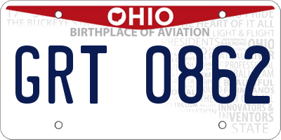 OH license plate GRT0862
