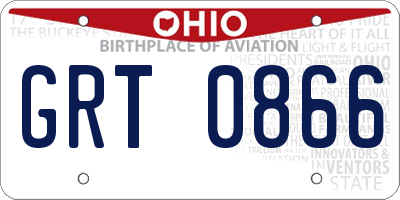 OH license plate GRT0866