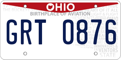 OH license plate GRT0876