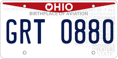 OH license plate GRT0880