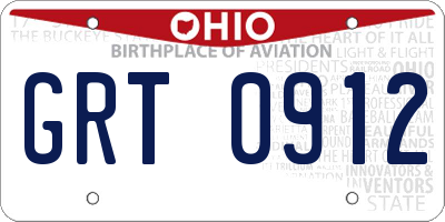 OH license plate GRT0912