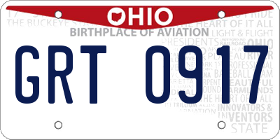 OH license plate GRT0917
