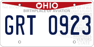 OH license plate GRT0923
