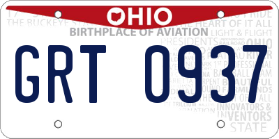 OH license plate GRT0937
