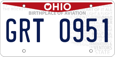 OH license plate GRT0951
